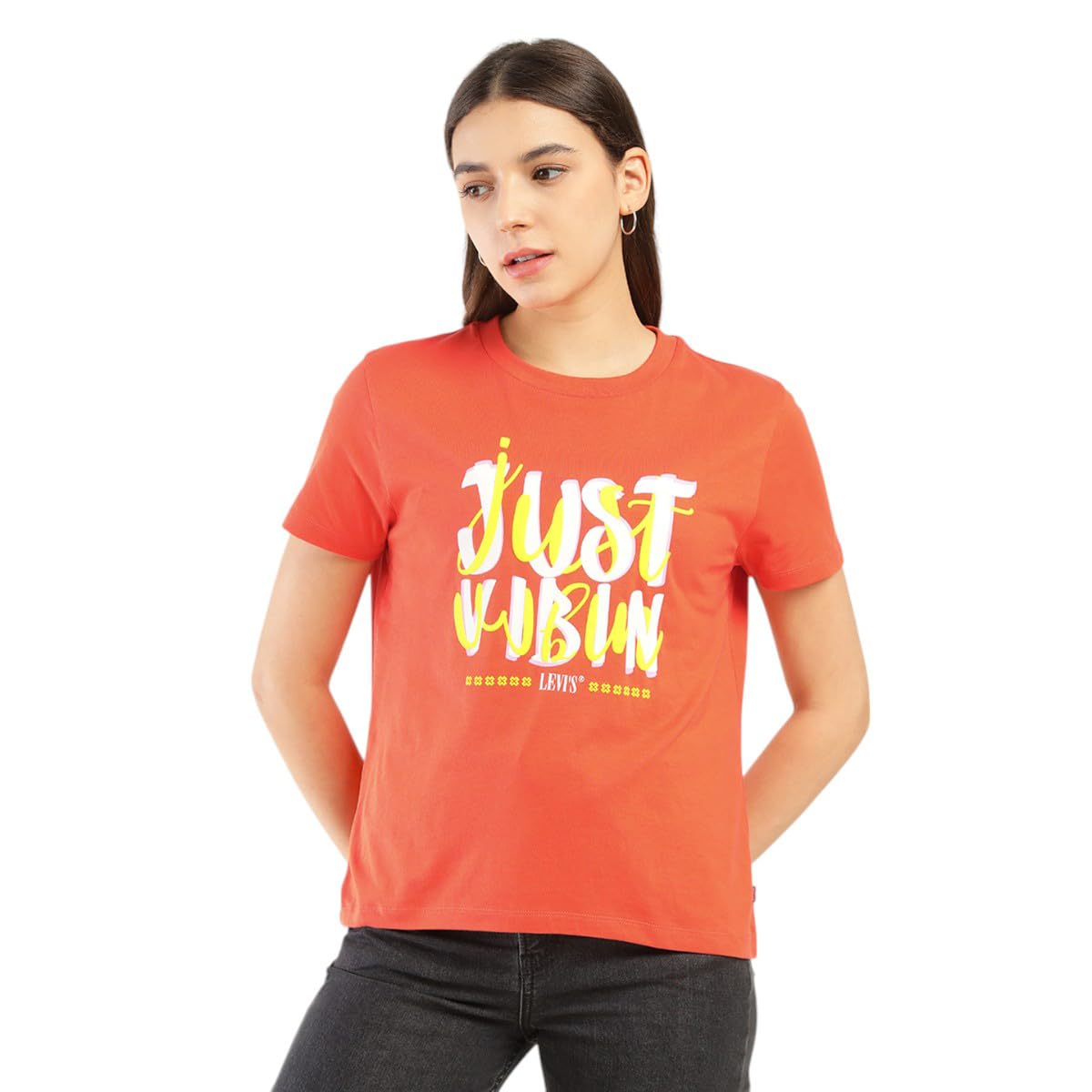 Levi's Women Cotton Solid Relaxed Fit T-Shirt