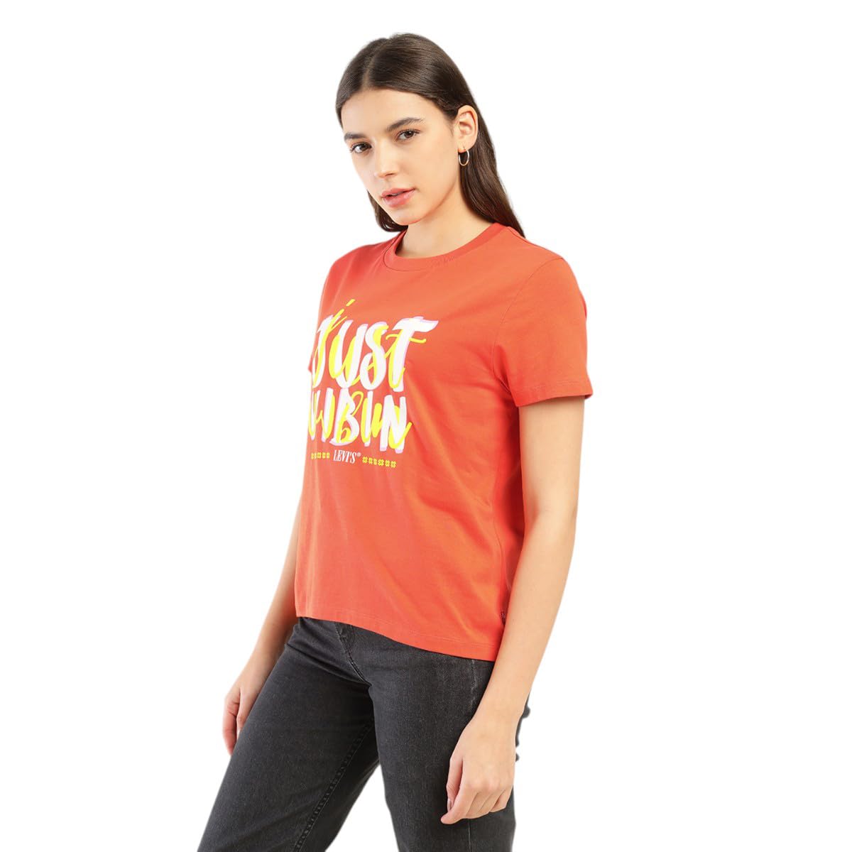 Levi's Women Cotton Solid Relaxed Fit T-Shirt
