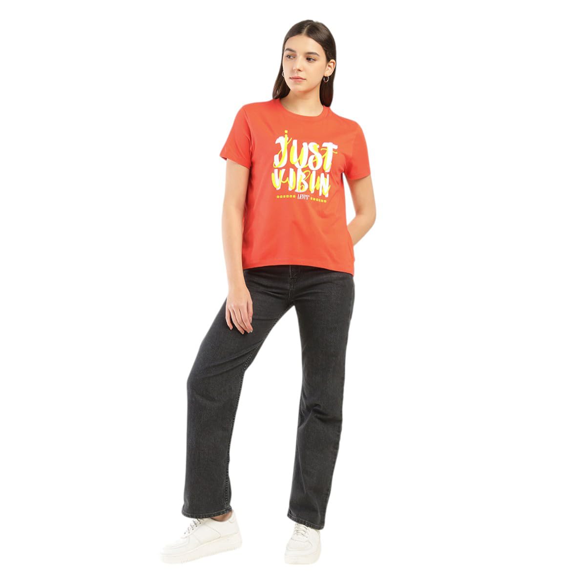 Levi's Women Cotton Solid Relaxed Fit T-Shirt
