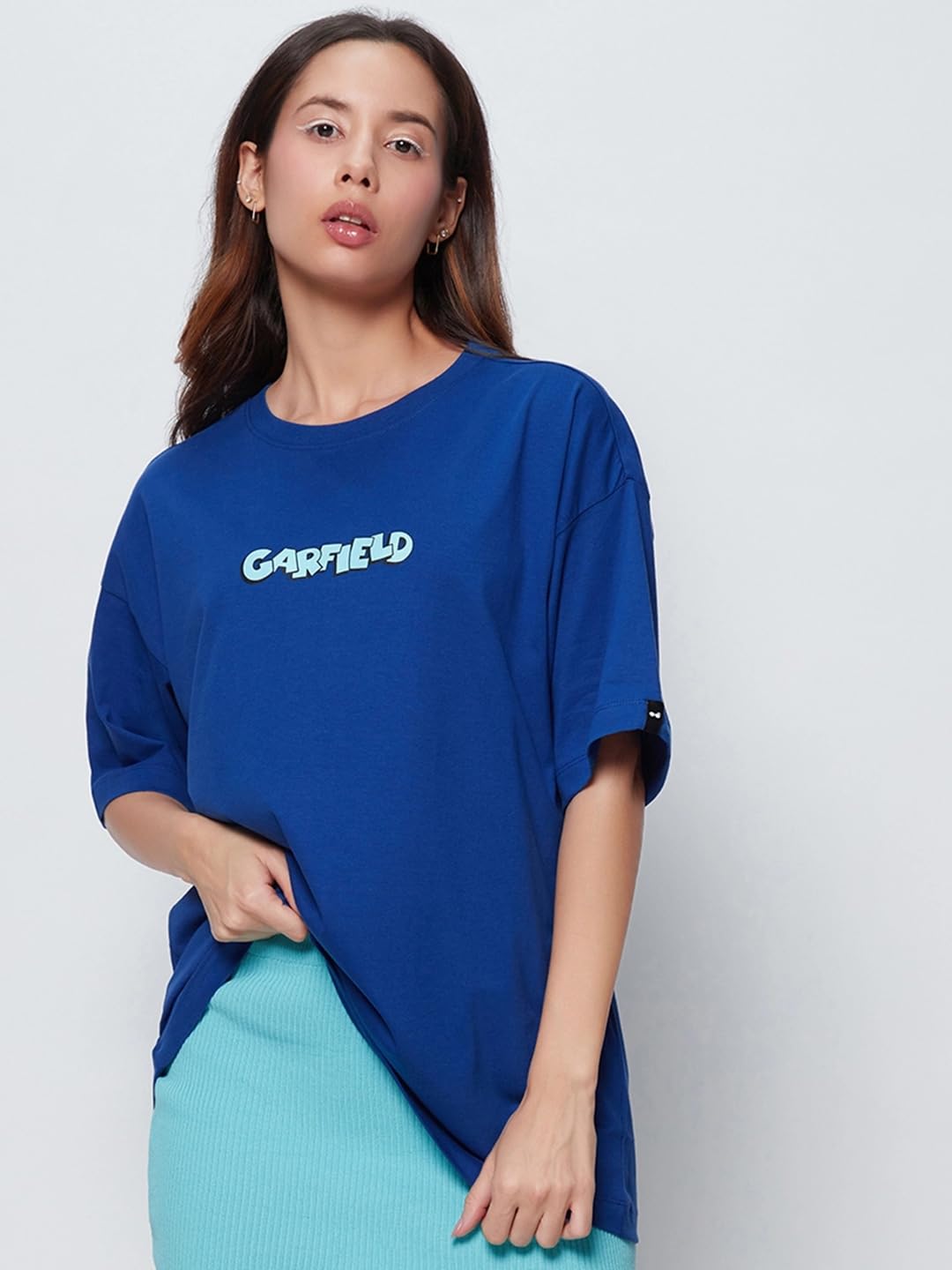 Bewakoof X Official Garfield Merchandise Women's Lazy Garfield Graphic Printed 100% Cotton T-Shirt